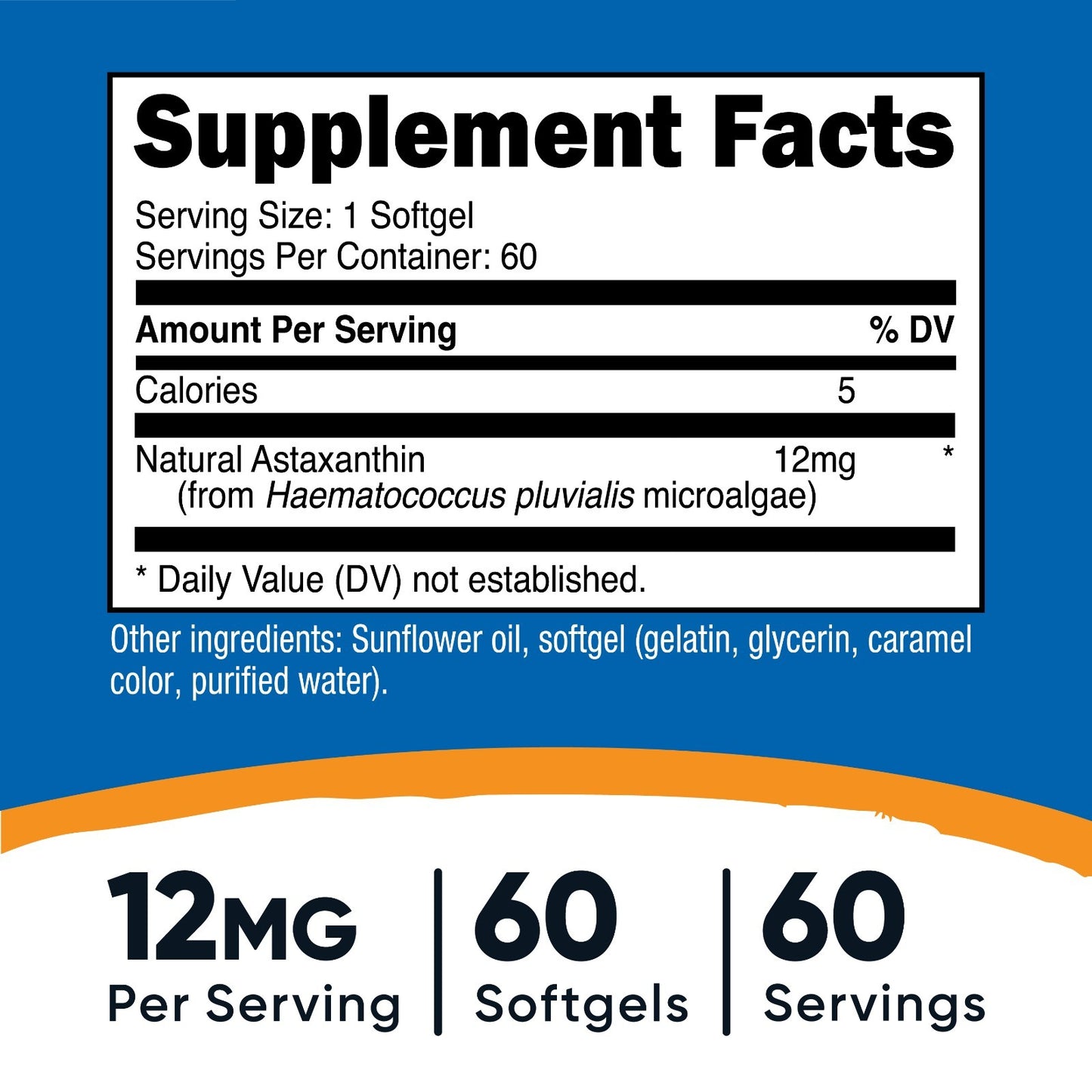 Nutricost Astaxanthin 12Mg, 60 Softgel Capsules - Gluten Free and Non-Gmo
