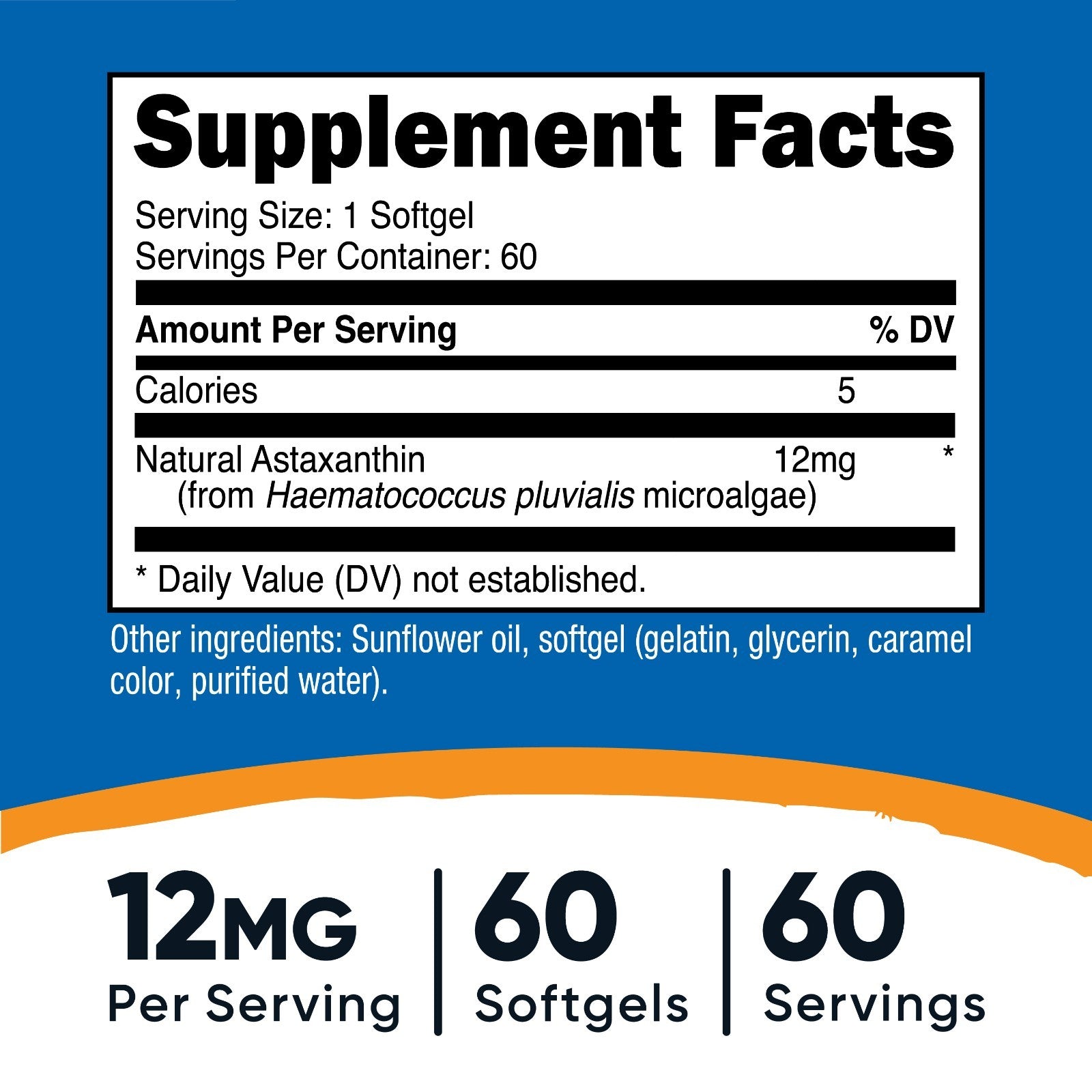 Nutricost Astaxanthin 12Mg, 60 Softgel Capsules - Gluten Free and Non-Gmo