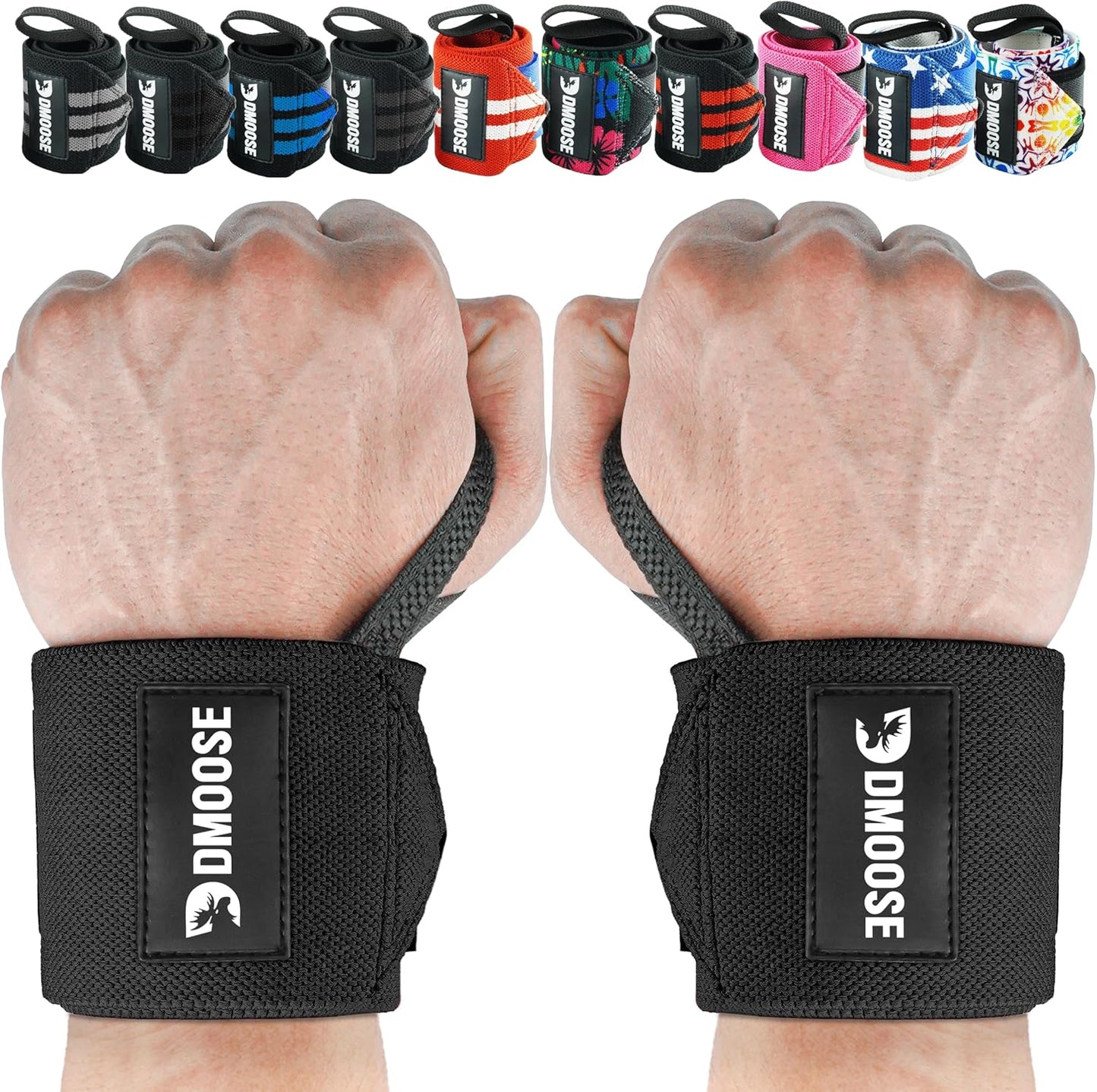 Wrist Wraps for Weightlifting 18" - Heavy Duty Gym Wrap with Hand Thumb Loop for Support & Pain Relief, USPA Approved Powerlifting, Weight Lifting Wrist Straps for Men & Women Work Out