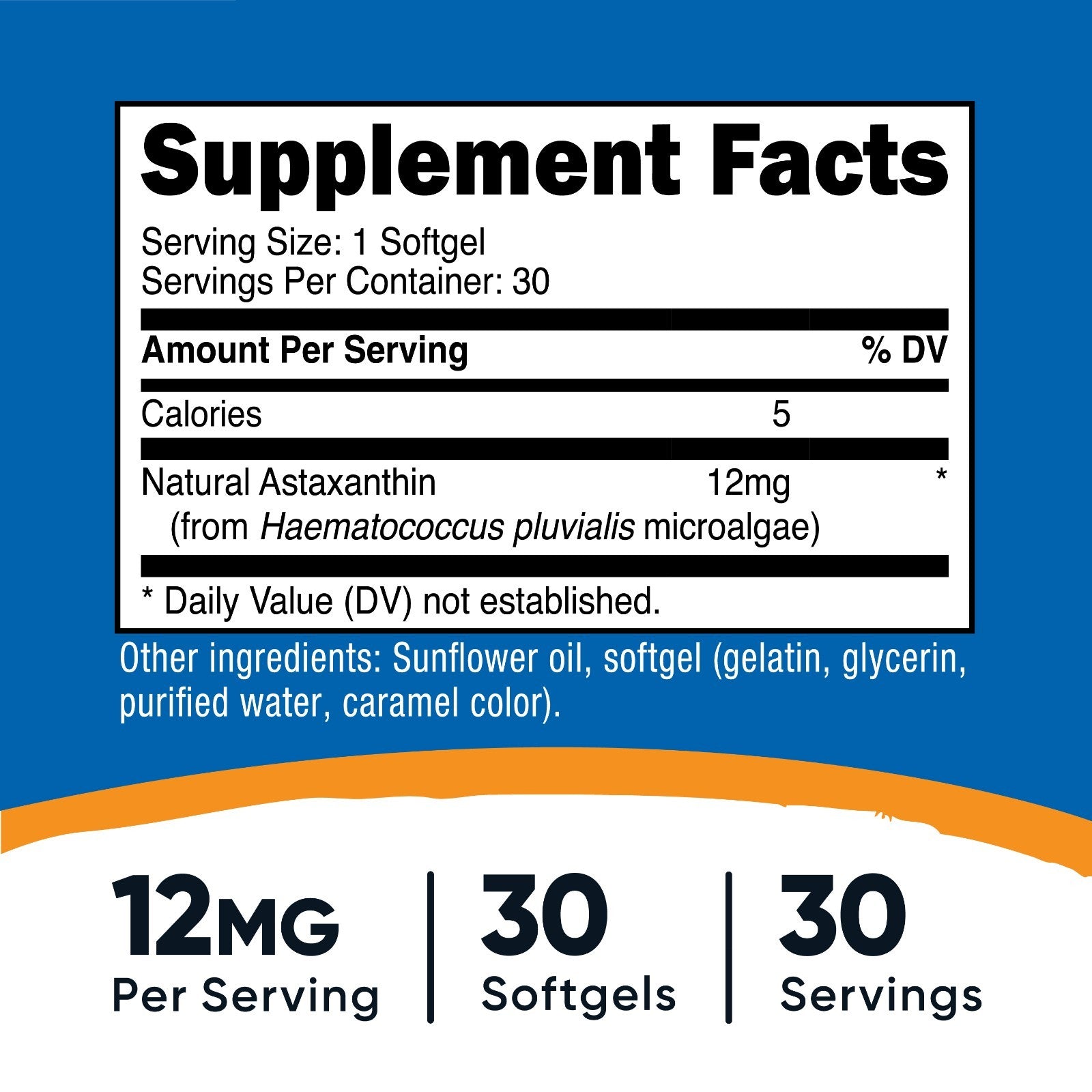 Nutricost Astaxanthin 12Mg, 30 Softgel Capsules - Gluten Free and Non-Gmo