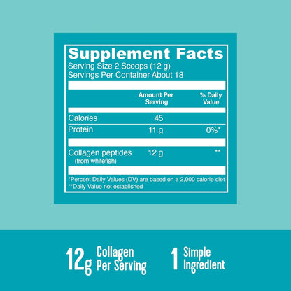 Marine Collagen Peptides Powder Supplement for Skin Hair Nail Joint - Hydrolyzed Collagen - 12G per Serving - 7.8 Oz Canister