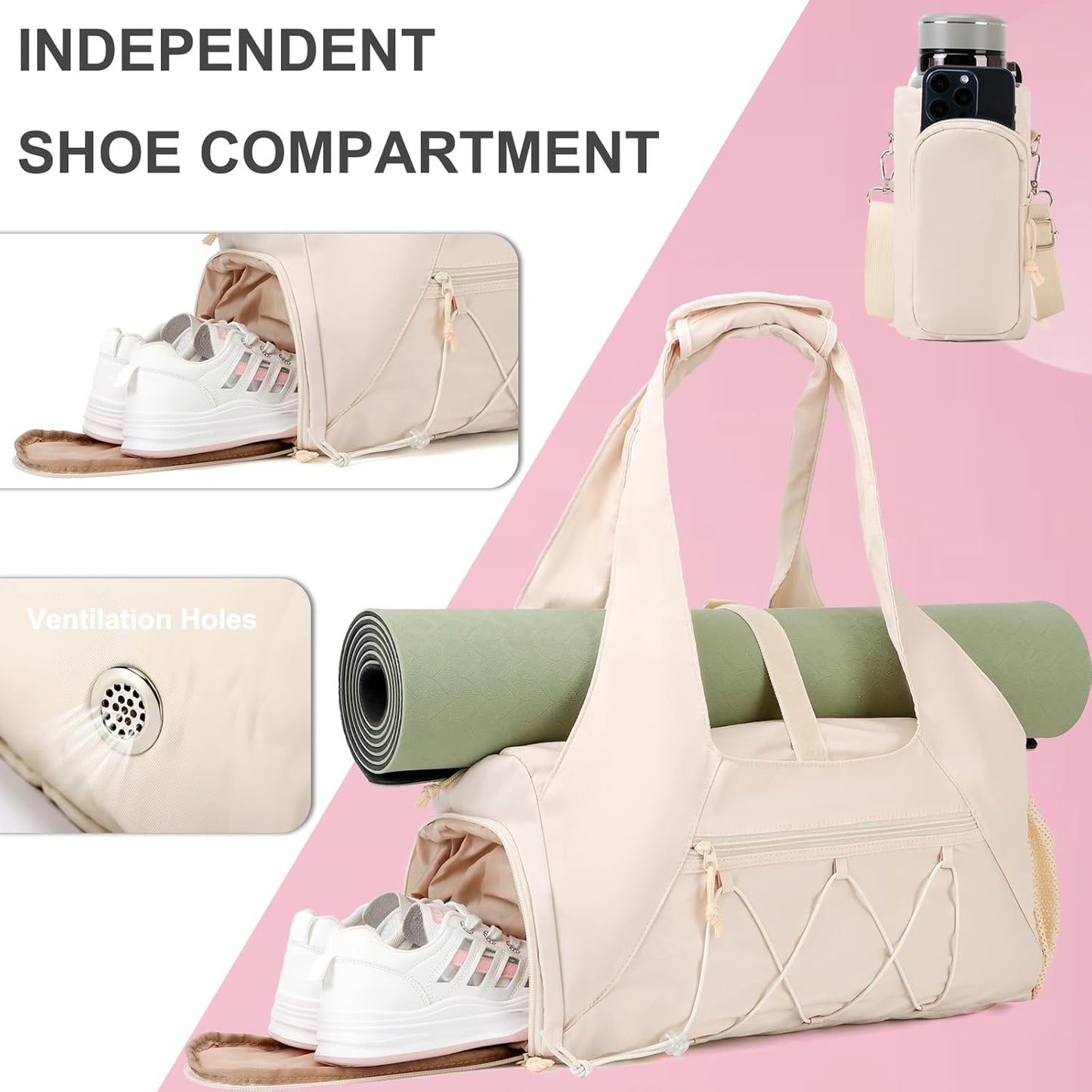 Yoga Gym Bag with Shoe Pocket